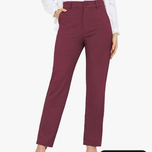 Elegant Maroon Straight Leg Women's Pants